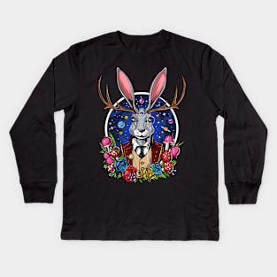 Jackalope Psychedelic Rabbit Kids Long Sleeve T-Shirt